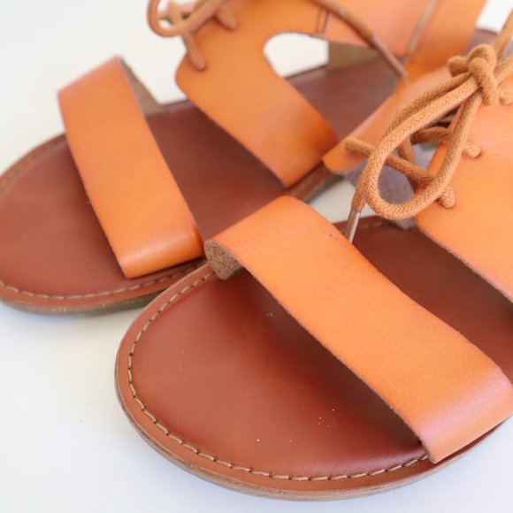 American Eagle Outfitters Brown Leather Gladiator Lace-Up Sandals, Size 8 - Picture 11 of 12